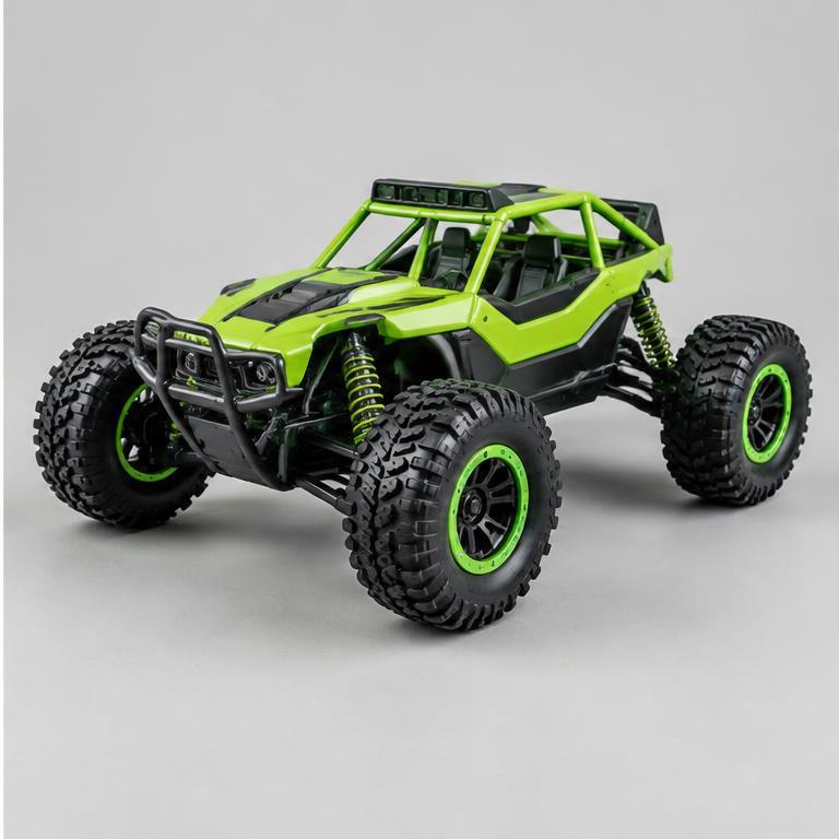 Illustrative lime RC stunt buggy