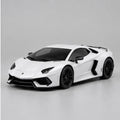Illustrative white die-cast supercar