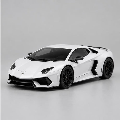 Illustrative white die-cast supercar